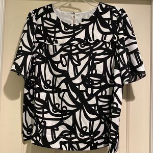 J Crew Black and White Print Top, Size 12